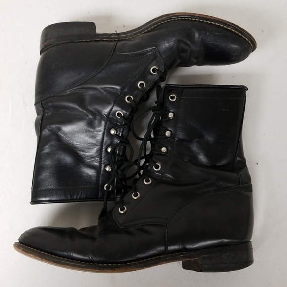 Diamond Brand Black Leather Lace Up Boots - Picture 5 of 6